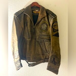 Mens Harley-Davidson Brown distressed Leather Jacket size L